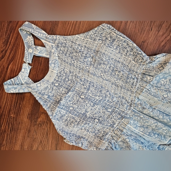 Pants Jumpsuit Womens Size XS Light Blue Patchwork Pattern Wide Leg - Picture 4 of 7